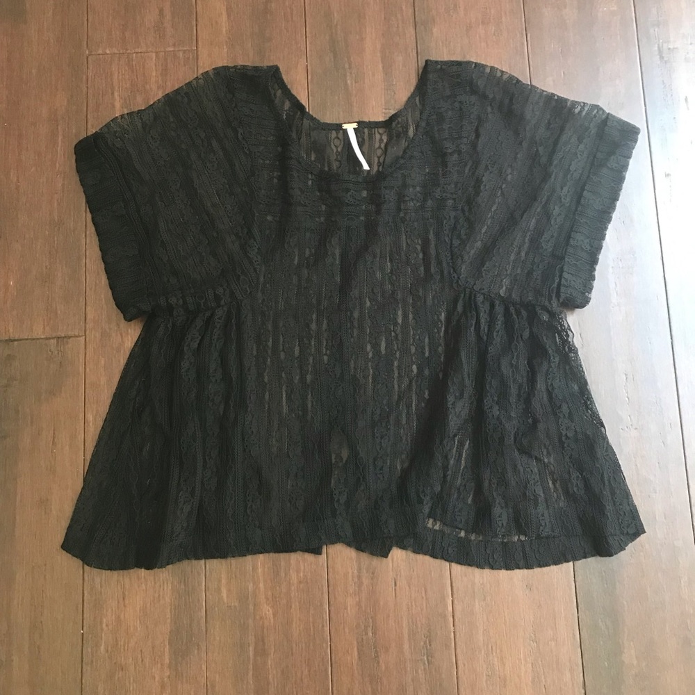 Free people black lace top- XS